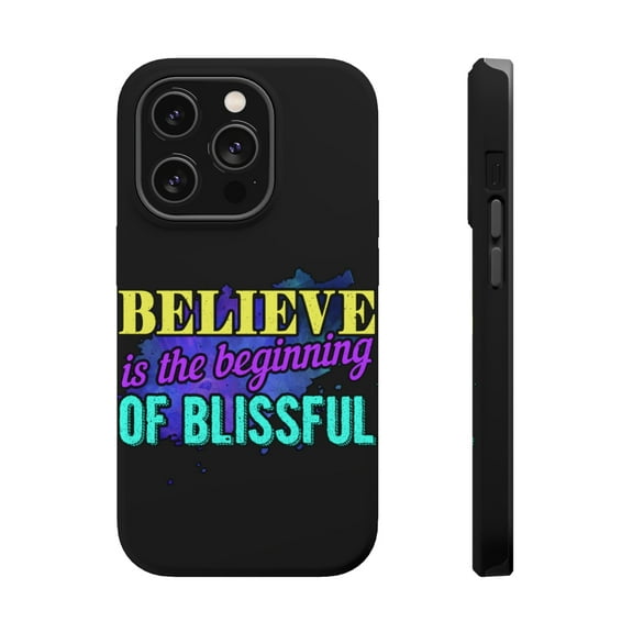 DistinctInk Tough Case for Apple iPhone 15 PRO (6.1" Screen), Compatible with MagSafe Charging - Believe Beginning Blissful