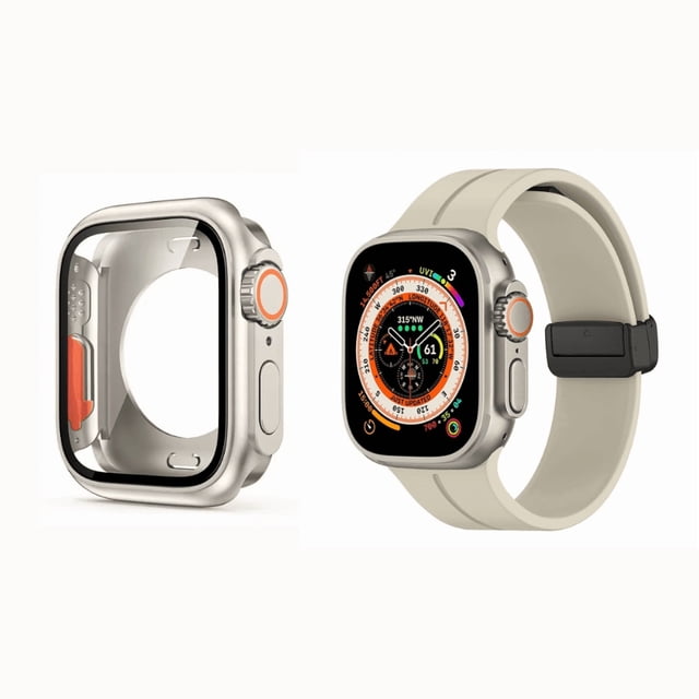 Correa de Silicona Deportiva para Apple Watch, Hebilla Magnética con Full Case, Compatible con Todas las Series