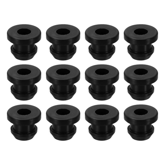 12 Pack Rubber Grommets Fit 0.28" (7mm) Hole Dia.0.33" (8.5mm) H 0.16"(4mm) ID Hole Top Hat Grommet Silicone Rubber Hole Plug Gasket, Black