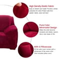 thumbnail image 2 of CJC Plush Sofa Covers Stretch Solid Thick Slipcover for 1-Seater Velvet Easy Fit Non-Slip Furniture, Wine Red, 2 of 11