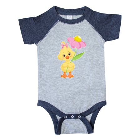 

Inktastic Cute Easter Chick with Pink Flower Gift Baby Boy or Baby Girl Bodysuit