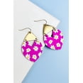 thumbnail image 3 of 2 INCHES IRREGULAR SHAPED COLORFUL FLOWER PATTERN WOOD  HOOK EARRINGS, 3 of 13