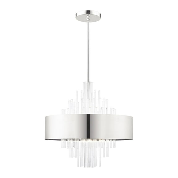 48876-35 Livex Lighting Orenburg - 10 Light Pendant in Contemporary Style - 26 Inches wide by 28.38 Inches high-Polished Nickel Finish