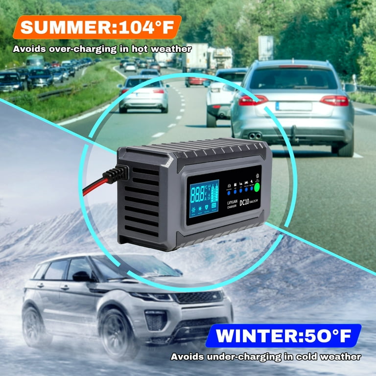 LVYUAN 12V/24V Smart Battery Charger - 5A/10A/20A, For Car, Truck, Motorcycle, AGM, Lithium
