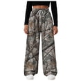 thumbnail image 5 of zaveiop Camo Pants Women Baggy Fleece Y2K Camouflage Cargo Pants High Waisted Wide Leg Drawstring Jogger Sweatpants (Grey, XXL), 5 of 9