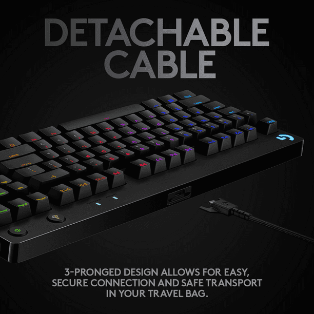 Logitech G PRO Gaming Keyboard, Ultra Portable Ten Keyless Design, Detachable Micro USB Cable, 16.8 Million Color LIGHTSYNC RGB Backlit Keys -