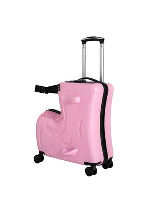 INFANS Kids Luggage, 16’’ Carry on Rolling Suitcase for Girls Boys with 2 Flashing Spinner Wheels, Pink Pony