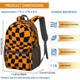 thumbnail image 3 of Orange and Black Wavy Checkered 17" School Backpacks for Teens,Waterproof Oxford Fabric,S-Shape Padded Straps for School,Travel,Hiking,Camping, 3 of 6
