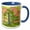 Blue/White, variant on 3drose, Windswept Pine Tree Stained Glass Design, 11oz Two-tone Yellow Mug