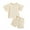 Khaki, variant on Musuos Toddler Girl Summer Outfit 3 6 12 18 24Months 3Years Ribbed Crew Neck Short Sleeve T-Shirts and Elastic Shorts 2Pcs Set