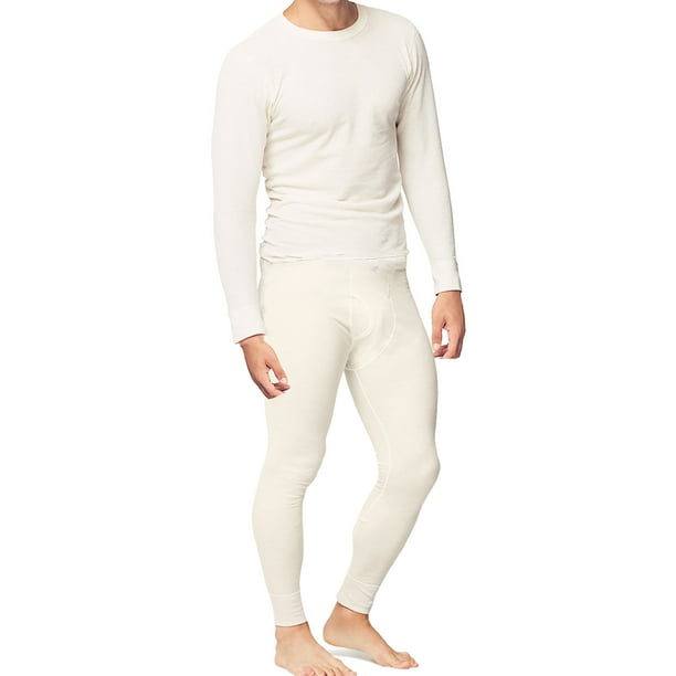 P&S Mens 2pc Thermal Underwear Set Waffle Knit Cotton Long John Shirt and  Pants 
