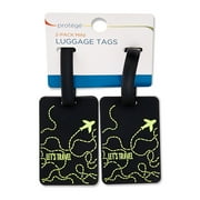 Protege Let’s Travel Mini Luggage Tags, Gray and Green, 2 Count