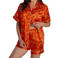 thumbnail image 3 of XINPING Halloween Pajama Sets for Women Whimsical Halloween Printed Pajama Notched Collar and Short Sleeves Cozy Home Loungewear In Short Pants for Fall and Holidays XXL, 3 of 8