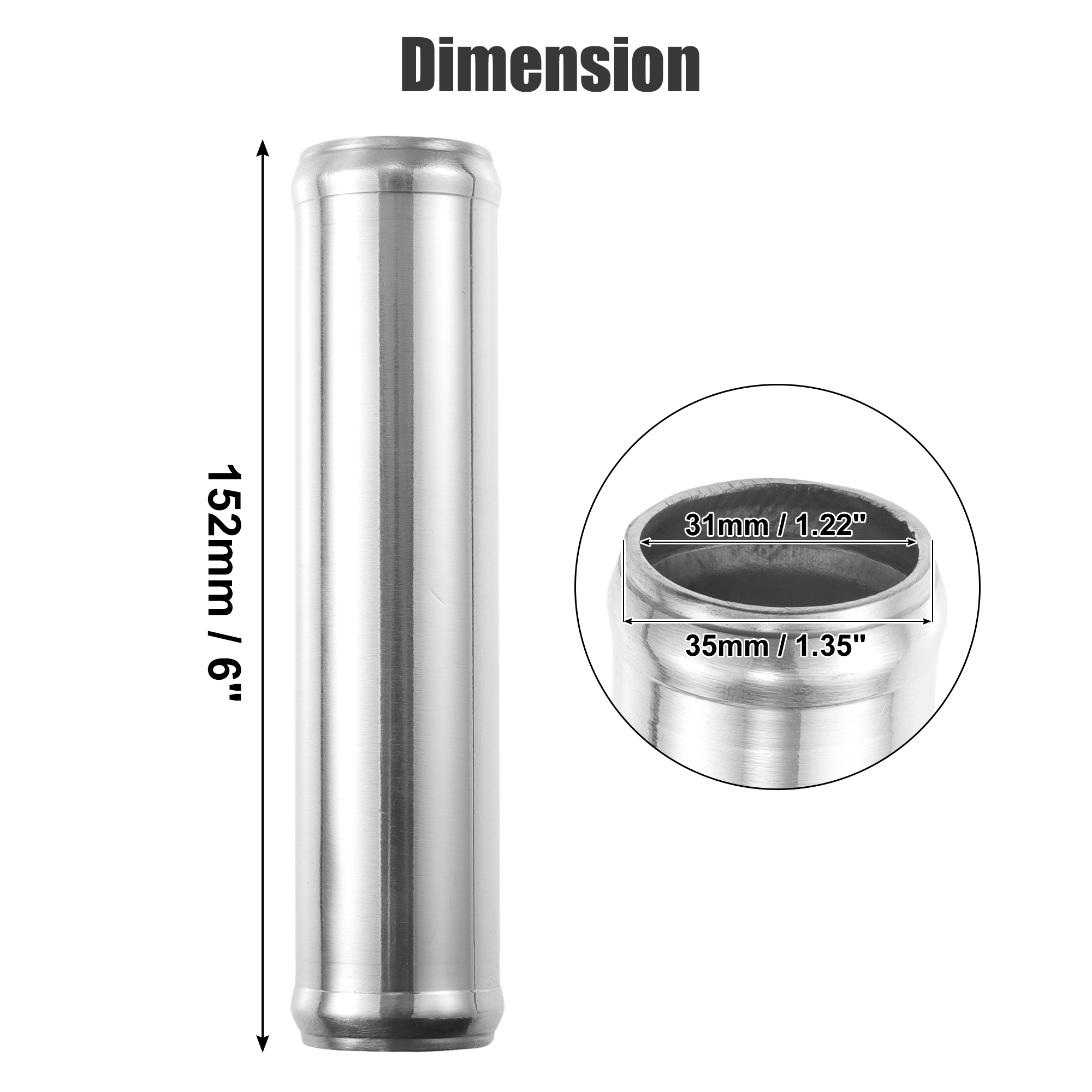 Unique Bargains 6 Inch 152mm Length Car Aluminum Alloy Intercooler Pipe 35mm 1.35"OD