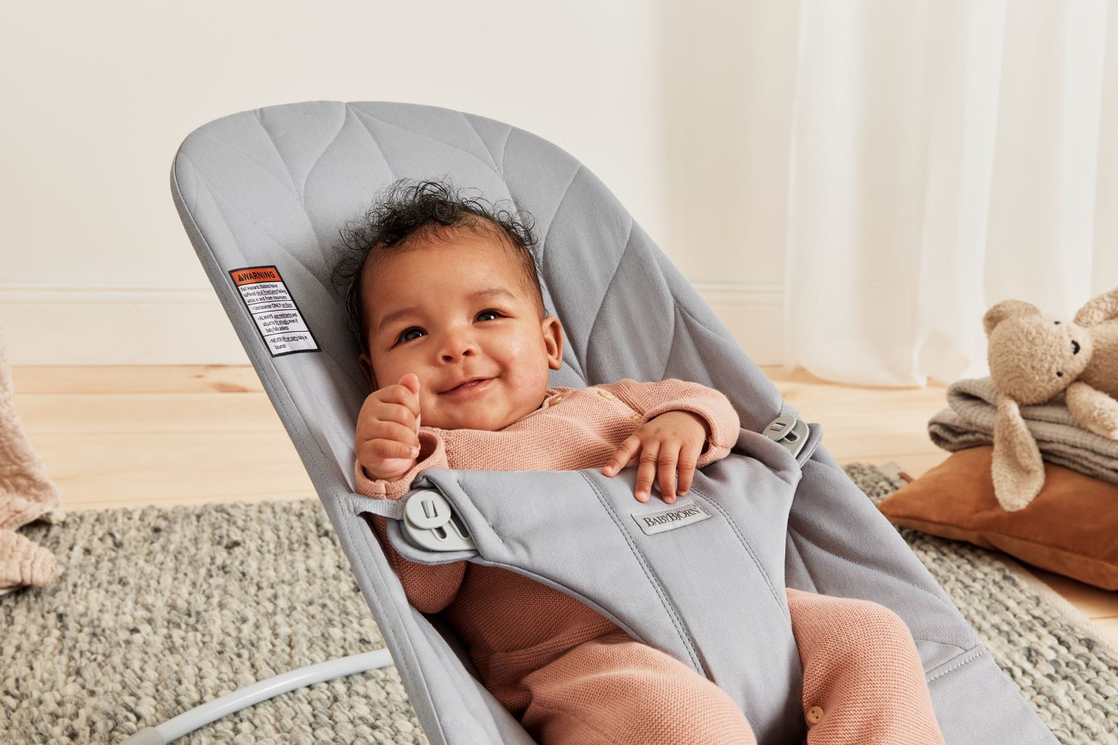 BabyBjorn Bouncer Bliss Baby Bouncer, Petal Quilt, Light Grey, 1 Piece