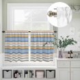thumbnail image 2 of Beige Blue Brown Stripe Curtain Tier and Valance Set 3 Piece, Modern Minimalist Line 3-inch Rod Pocket Window Tier Curtains Valance for Kitchen Living Room, 2 of 9