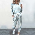 thumbnail image 2 of Women's Winter Two-Piece Fashionable Long-Sleeved Trousers Casual Suit,Light Blue,4XL, 2 of 3
