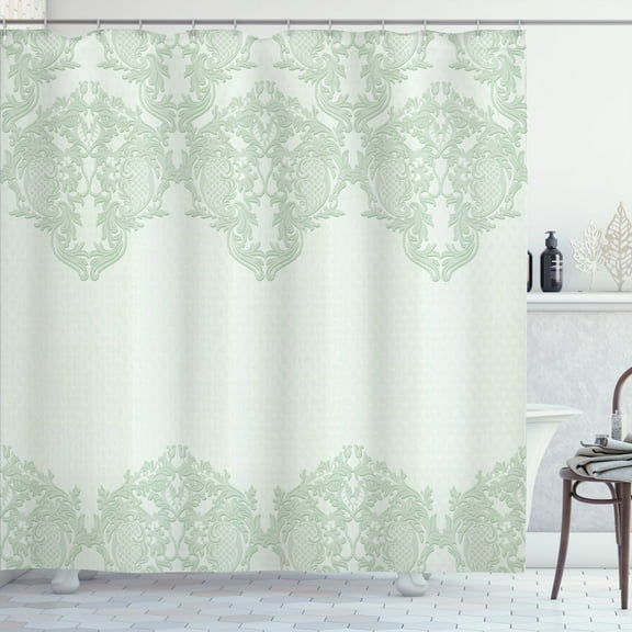 Ambesonne Floral Shower Curtain, Lace Delicate Retro Print, 69"Wx75"L, Pale Sage