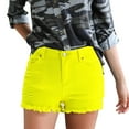 thumbnail image 1 of Aayomet Women's High Waist Ripped Elastic Denim Shorts, Yellow, M, 1 of 4