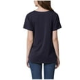 thumbnail image 5 of SGFCWSX Women Maternity Nursing Tops, Crew Neck Shorts Sleeve Solid Color Breastfeeding Shirts Blouse Dark Blue M, 5 of 6