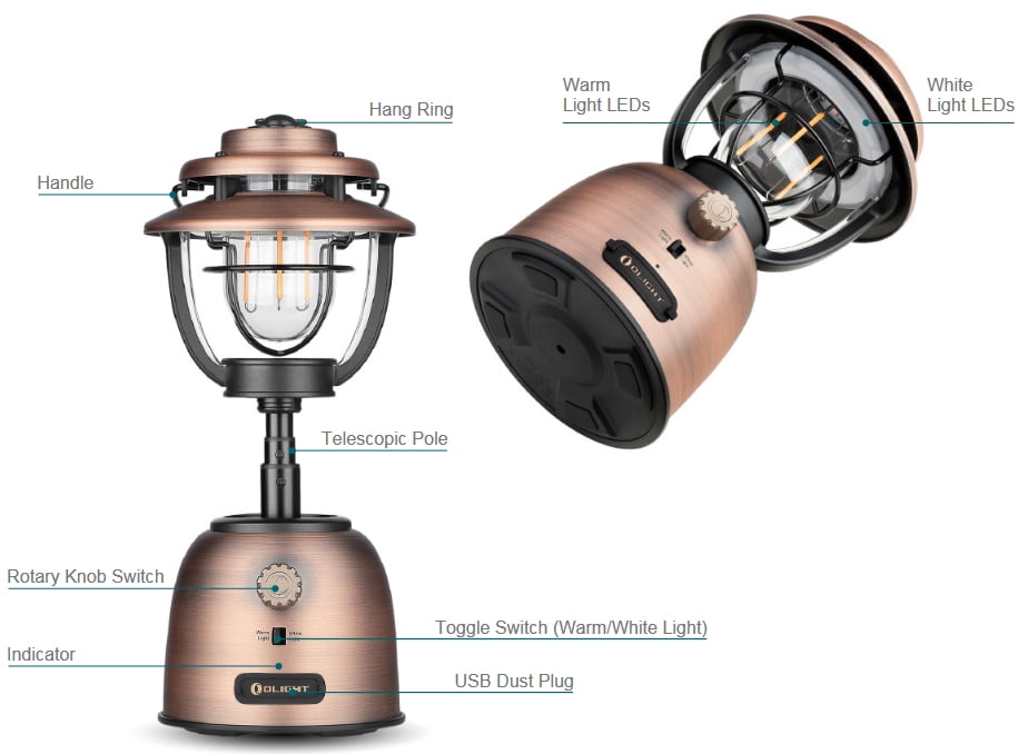 Olight Olantern Stretch Vintage Copper Camping Lamp w/Height Adjustable Head