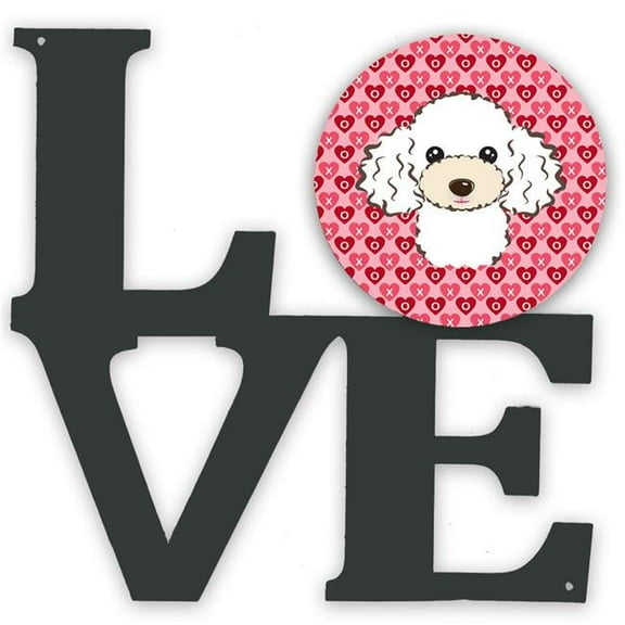 11.5 x 11.75 in. White Poodle Metal Artwork Love Wall Decor