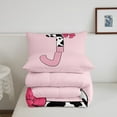 thumbnail image 5 of Erosebridal Letter Initial J Bedding Twin Comforter Set,Kawaii Bow Down Comforter,Ultra Soft Reversible Bedding Sets Twin with Comforter,Cow Print Decor,3pcs, 5 of 8