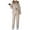 Beige, variant on Womens Winter Ski Suit, Two Piece Outdoor Warm Quilted Windproof Snowsuit Fuzzy Hooded Jackets with High Waisted Snowpants Gray M