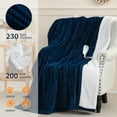 thumbnail image 2 of Sheet&Joy Heated Blanket Electric Navy Blue Queen - 84"x90" Dual Controllers Heating Blanket 10 Hours Auto-Off 8 Heat Level Over-Heat Protection Ribbed Flannel Sherpa Electric ETL Certification, 2 of 8
