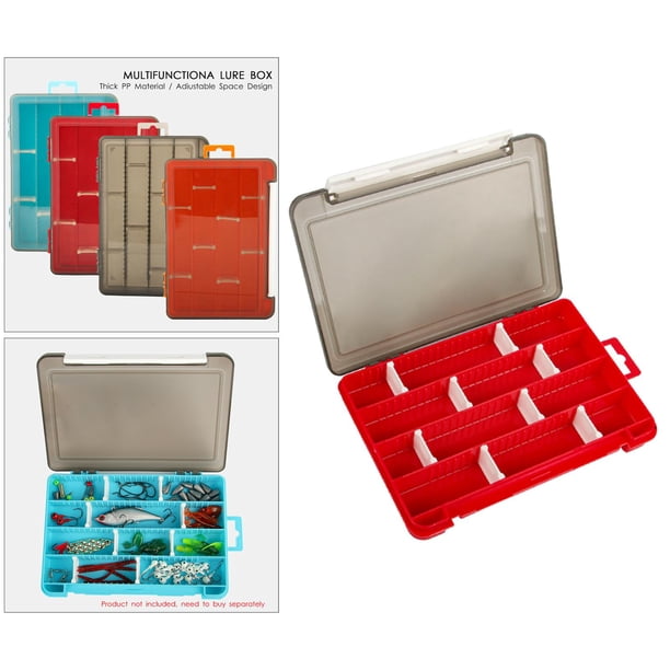 Caja de aparejos de pesca 12 compartimentos cebo transparente extraíble para rojo Cola Estuche de aparejos de pesca