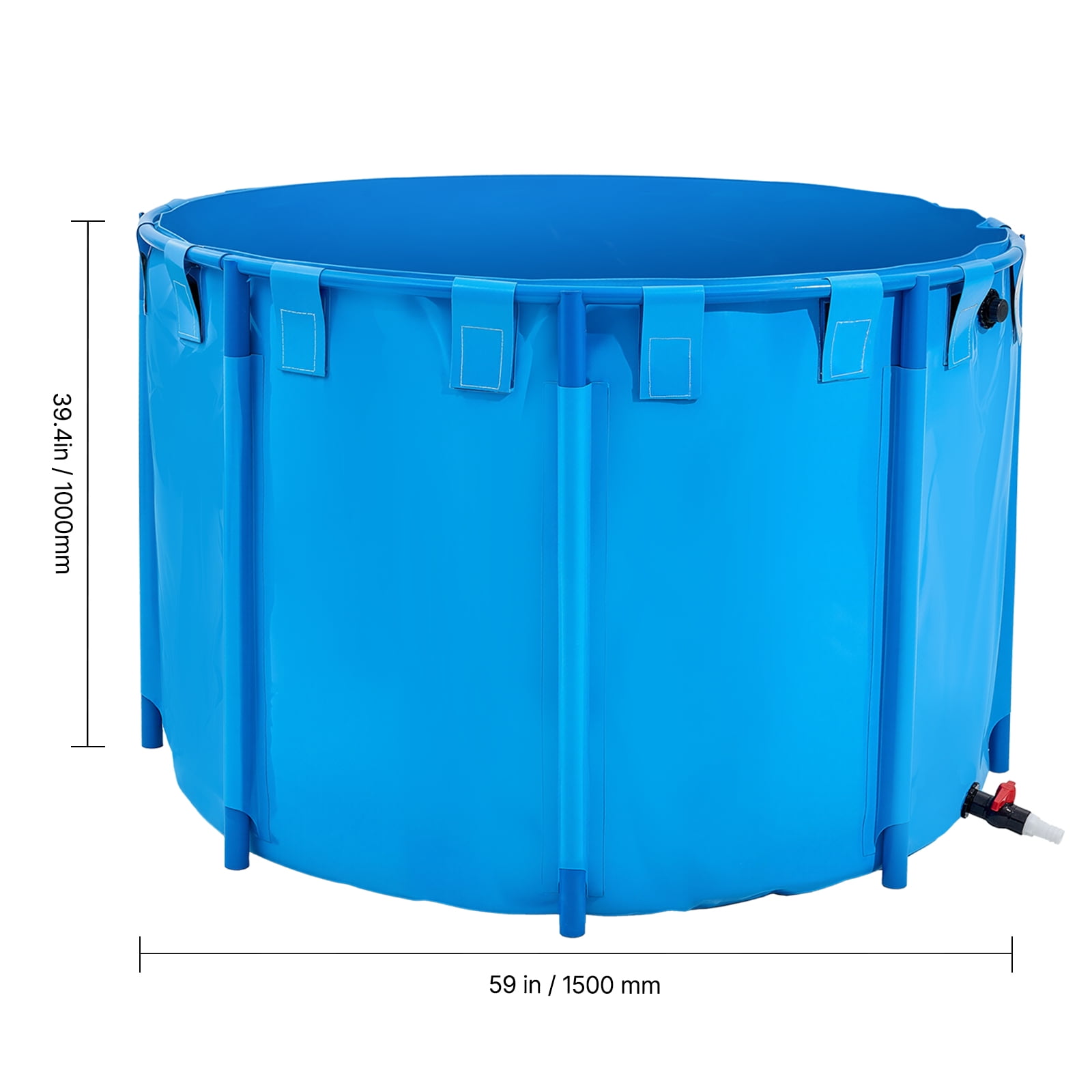 KFFKFF Portable Fish Pond, 448.8 Gal Volume, Above Ground, Collapsible PVC Koi Pool, Circular Goldfish Habitat with Robust Frame and Drain Valve, Suitable for Aquaculture, Koi Propagation