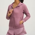 thumbnail image 2 of HAiming Womens Zip up Hoodies Long Sleeve Athletic Sweatshirt with Pockets Solid Color Casual Fall Winter Workout Tops, 2 of 4