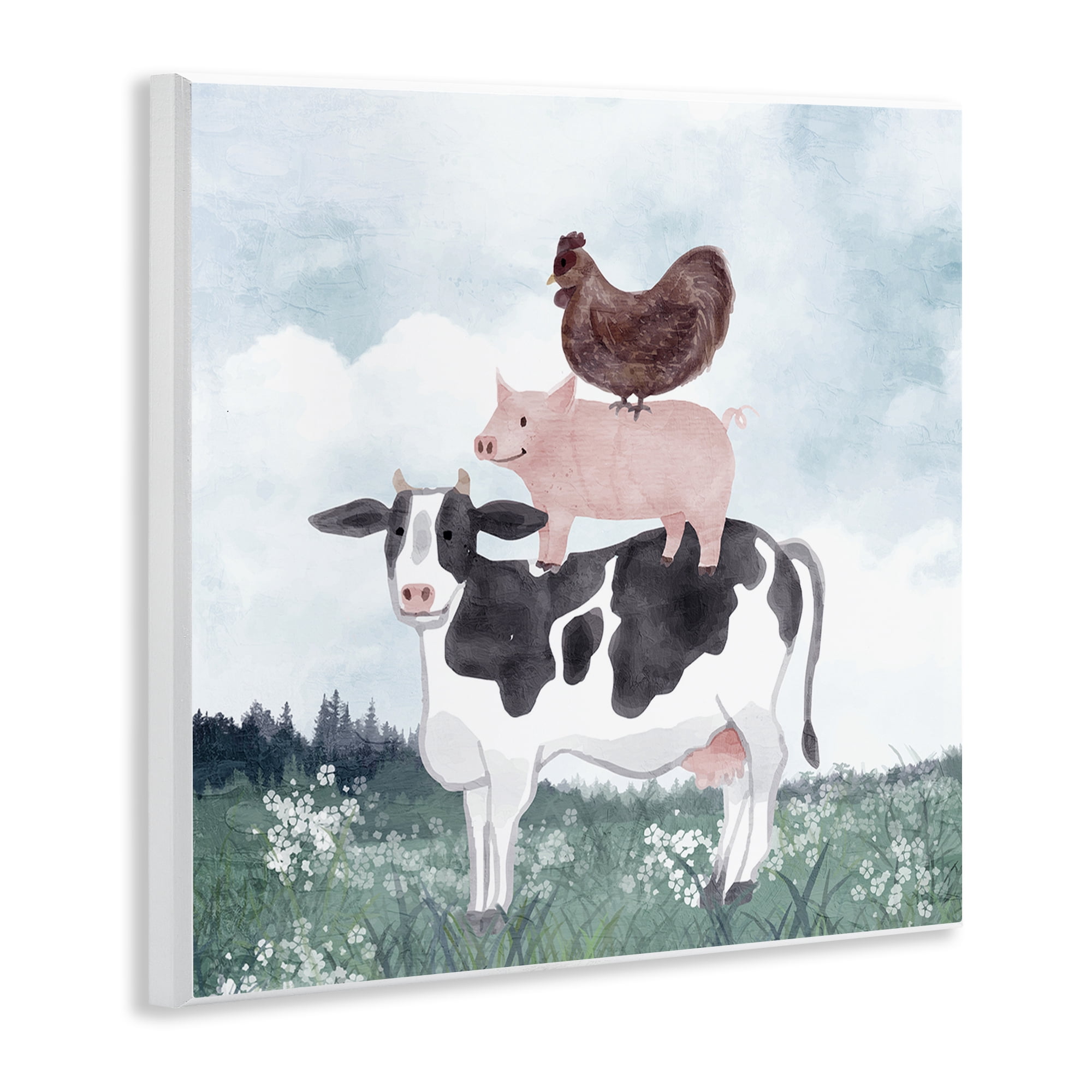 Stupell Industries Muted Stacked Farm Animals Wall Plaque Art, design by Kim Allen