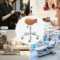 thumbnail image 4 of E-Motie Saddle Stool Rolling Chair for Medical Massage Salon Kitchen Spa Drafting, Adjustable Hydraulic Stool with Wheels, Brown, 4 of 8