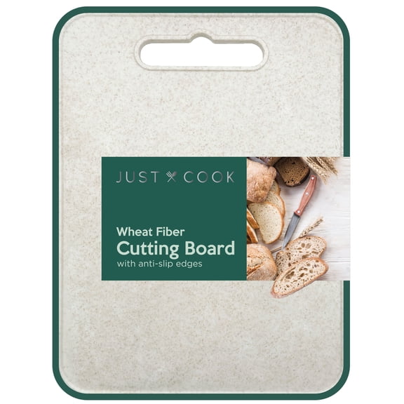 Just Cook Wheat Straw Cutting Board, Reversible Rectangular Kitchen Chopping Board with Anti-Slip Edges, Sage