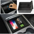 thumbnail image 1 of Center Console Organizer Tray for Latest 2021 Tesla Model 3 Model Y, Tesla Model 3 Model Y Interior Accessories Car Flocked Armrest Hidden Cubby Drawer Flocking Storage Box - Black, 1 of 7