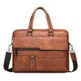 thumbnail image 1 of Men's Shoulder Bag Crossbody Bag Large Capacity PU Retro Briefcase Multifunctional Leather Bag Computer Bag Tote Bag for Teachers, 1 of 4