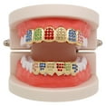 Rainbow Hop Teeth Top Bottom Tooth Grill Set Copper Tooth Cap Jewelry