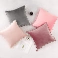thumbnail image 4 of Namzi Velvet Soft Solid Decorative Throw Pillow Cover with Tassels Boho Accent Cushion Case for Couch Bedroom Car Baby Pink 18''x18'', 4 of 5