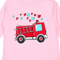thumbnail image 4 of Inktastic Valentine Fire Truck with Hearts Boys or Girls Long Sleeve Toddler T-Shirt, 4 of 5