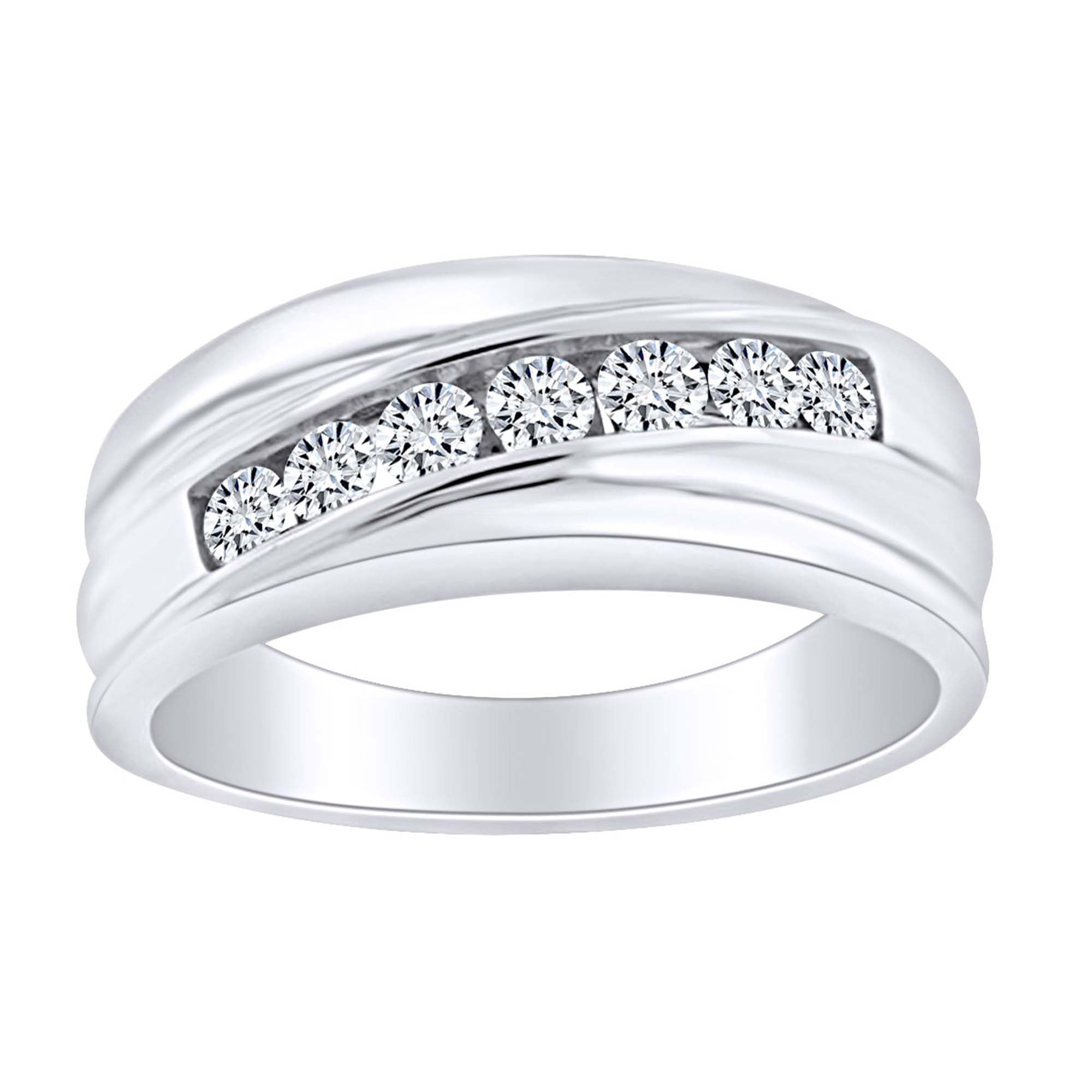14k Solid White Gold Wedding Band 0.50 ct Round Cut Channel Set Classic Ring 