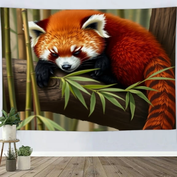 RKSupls Tapestry Wall Hanging Art, Red Panda Bamboo Forest Tapestry Decoration for Daily Bedroom, Dorm, Living Room, Apartment Hallway Home Decor