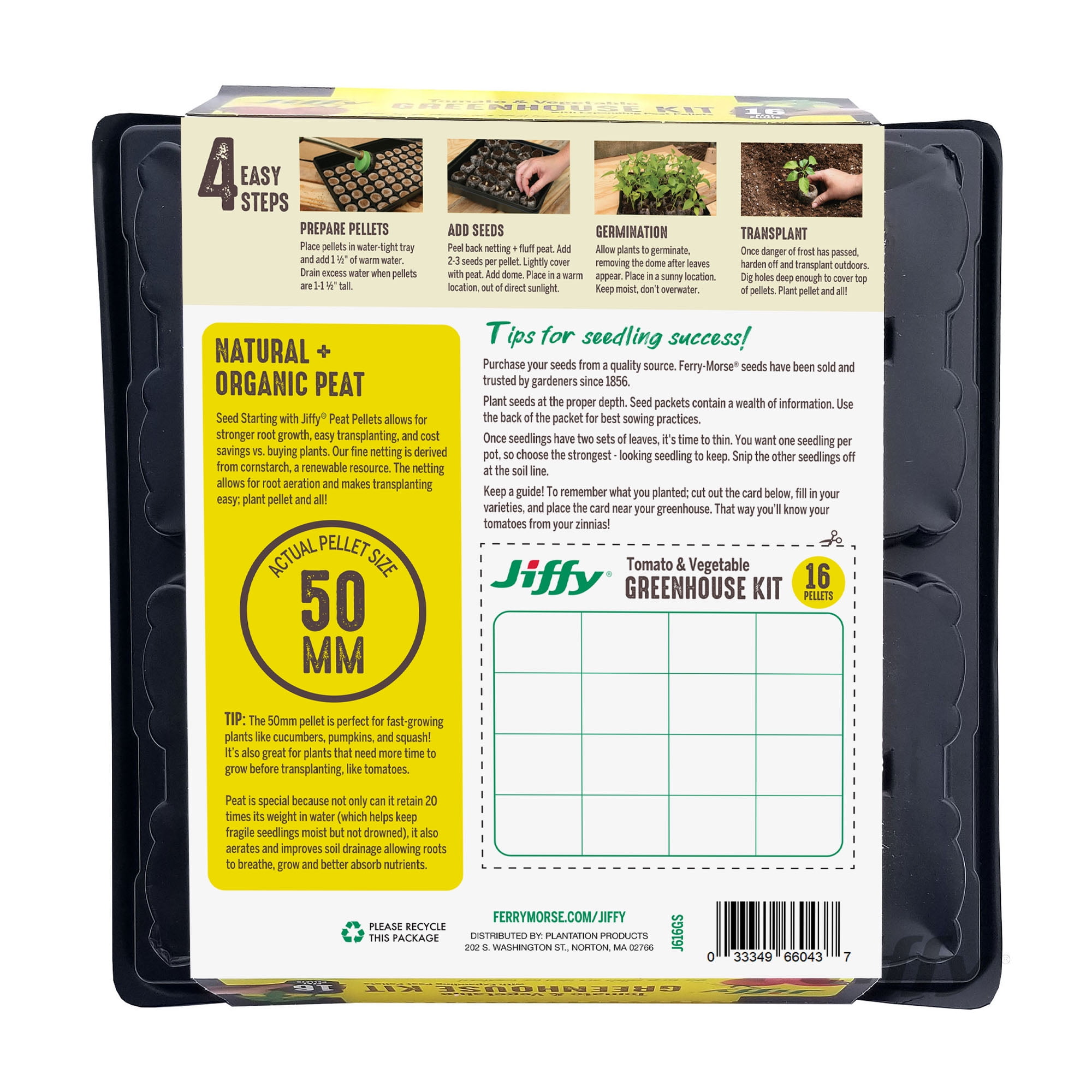 Jiffy 16 Cell Tomato & Vegetable Seed Starting Greenhouse with 50mm Peat Pellets
