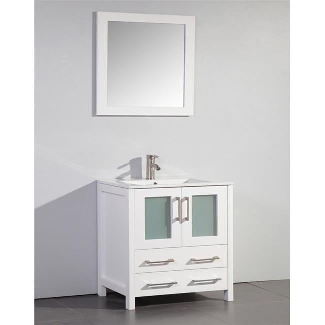 34 X 18 X 30 In White Solid Wood Sink Vanity With Mirror Walmart Com Walmart Com