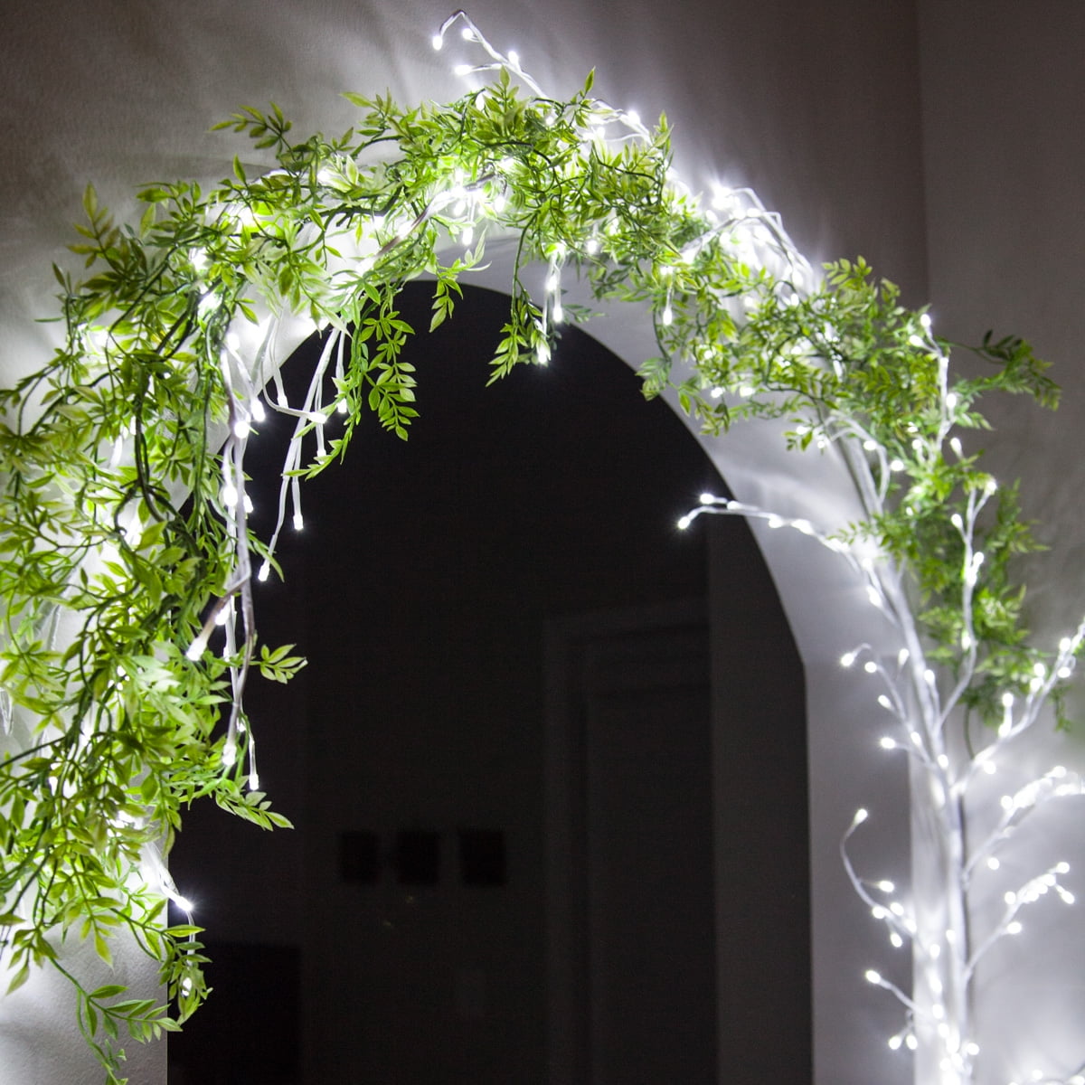 Wintergreen Lighting 118" Prelit Artificial Climbing Vine, White with Cool White LED Lights for Home Party Wedding Décor