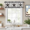thumbnail image 2 of Country Star Valance Curtain Vintage Rust Grey Star Rivet Beige Wood Board Window Valances Rod Pocket Short Curtains Window Treatments for Kitchen Bedroom Bathroom Laundry 60" x 14", 2 of 9