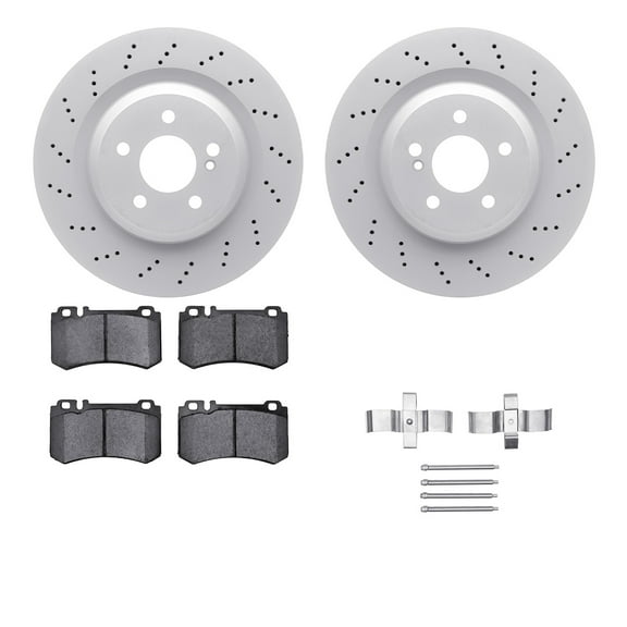 Dynamic Friction Company Rear Geospec Brake Rotors with 5000 Euro Ceramic Brake Pads includes Hardware 4612-63043