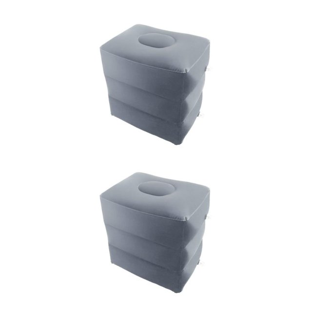 Ruiboury Inflatable Foot Rest 3 Layers Foot Stool Rest Pillow Foot for Travelling Light Gray 40 x 30 x 43cm 2Set