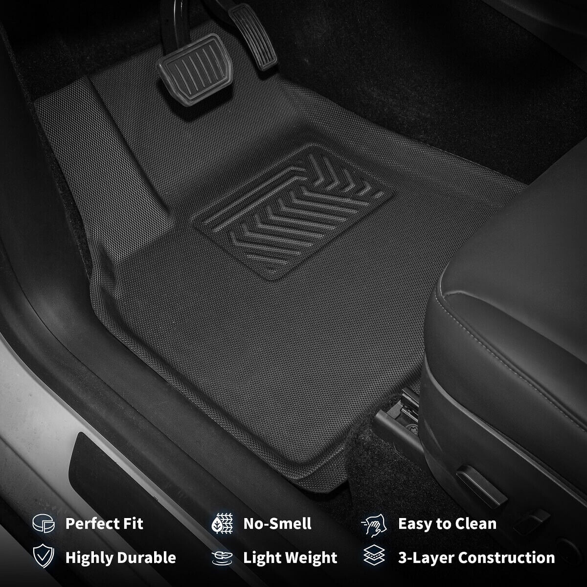 RVNI Floor Liners Mats for 2020-2023 Tesla Model Y 5 Passenger, TPE Rubber Car Mats