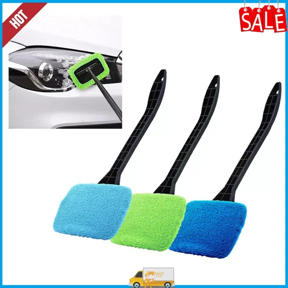 FLINT- 3 Pack Window Windshield Cleaning Tool Microfiber Car Wiper Cleaner Glass Brush
